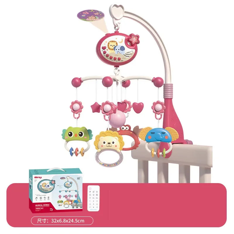 Musical Baby Crib Mobile with Ceiling Star Light Projection and Cute Rotating Animals with Remote Control.