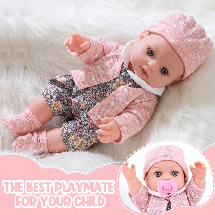 Baby Doll Girl - 12"/30cm Realistic Soft Vinyl Baby Doll for Girls - with Accessories