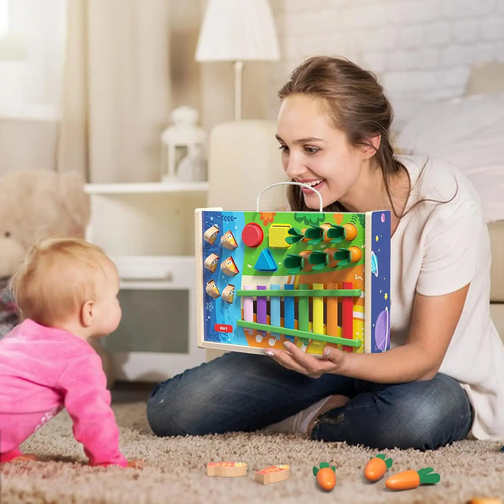Wooden Montessori Educational 4 in 1 Toy for Toddlers.