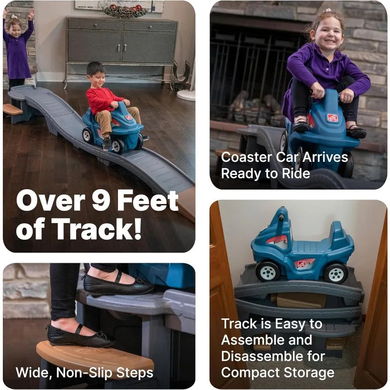 Up & Down Roller Coaster for Kids with a Ride On Push Car - Indoor/Outdoor Playset.