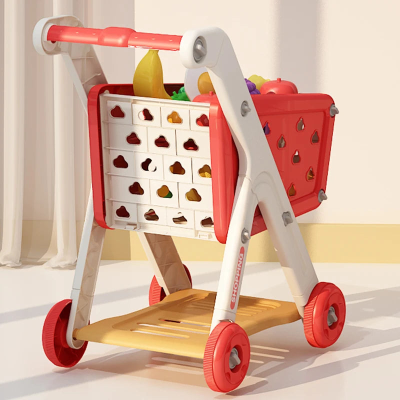 Montessori Pretend Play Shopping  Grocery Cart Playset Toy.