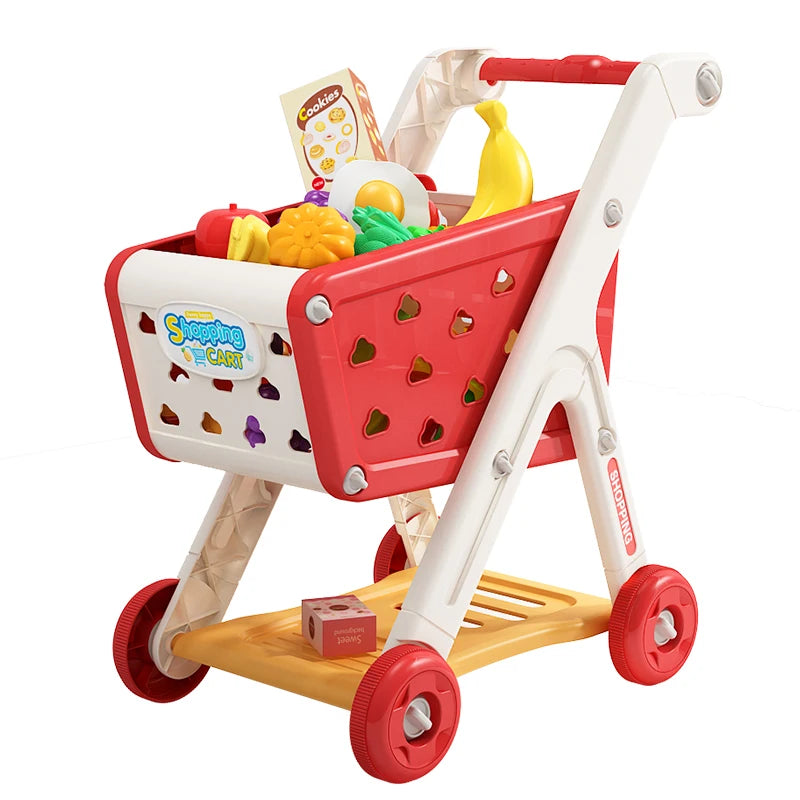 Montessori Pretend Play Shopping  Grocery Cart Playset Toy.
