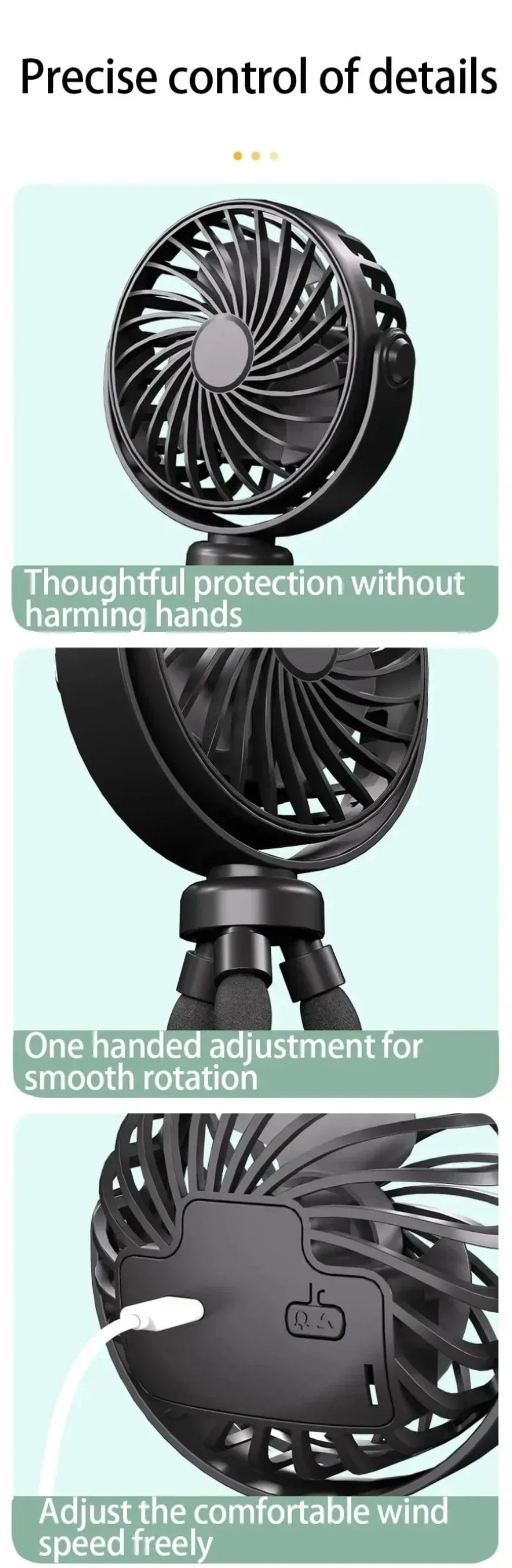 Baby Stroller Fan - Rechargeable USB Bladeless