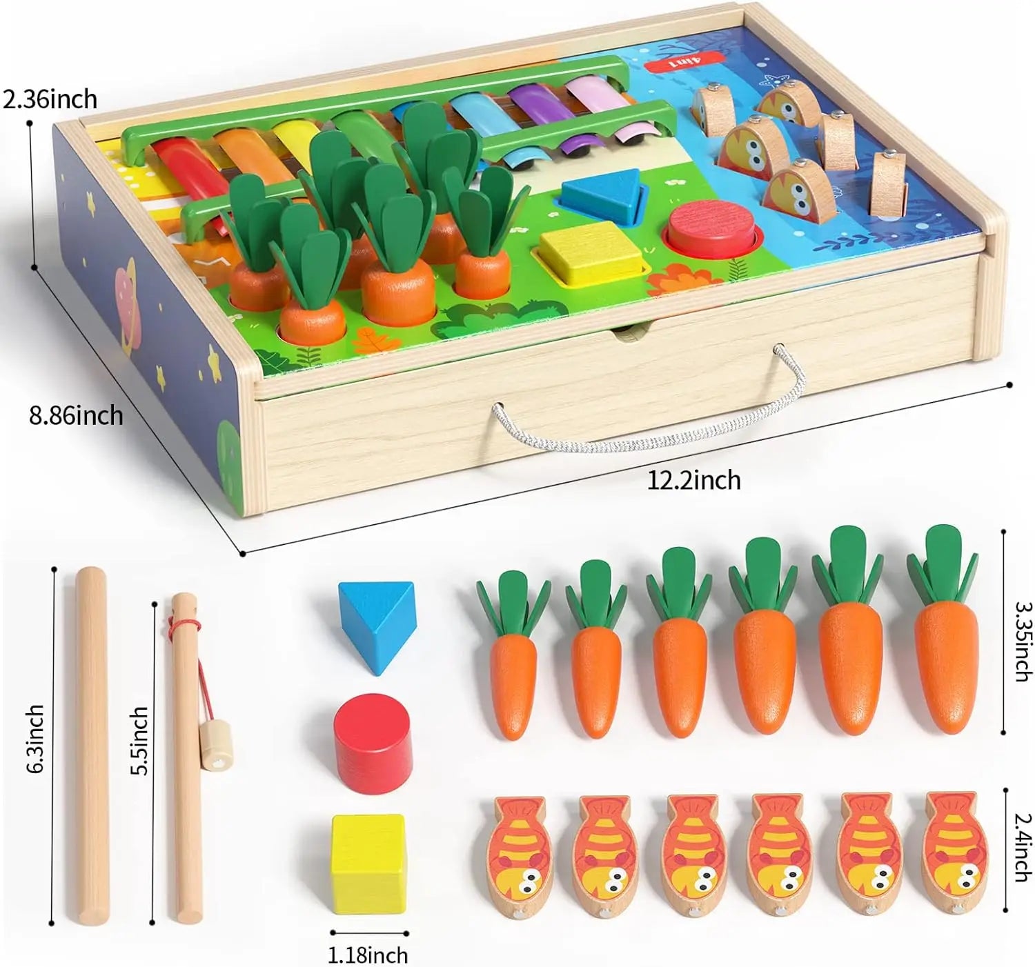 Wooden Montessori Educational 4 in 1 Toy for Toddlers.