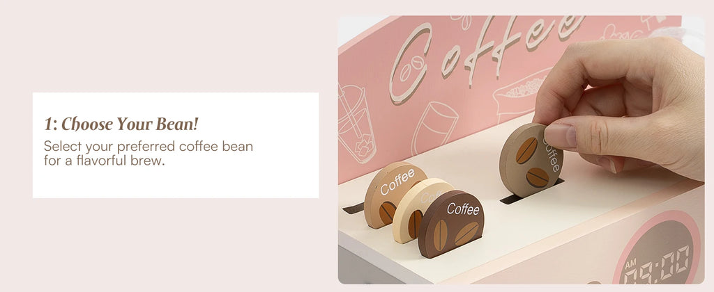 Wooden Montessori Pretend Play Coffee Espresso Machine for Kids.