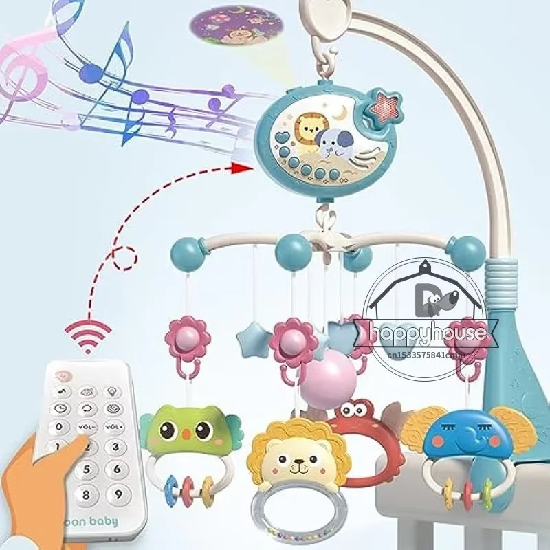 Musical Baby Crib Mobile with Ceiling Star Light Projection and Cute Rotating Animals with Remote Control.