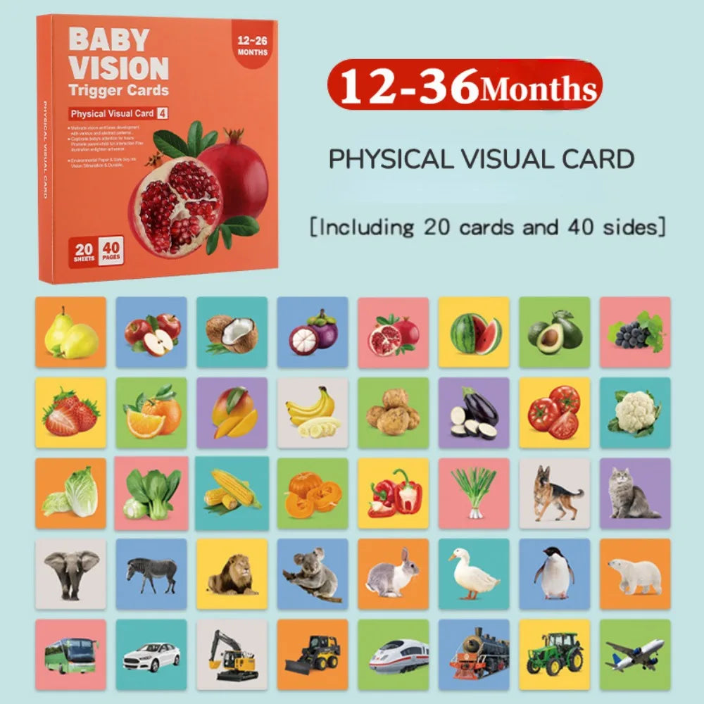 Montessori Baby Visual Early Learning Stimulation Flash Cards - Black and White, Black and Red, Color Contrast Cards