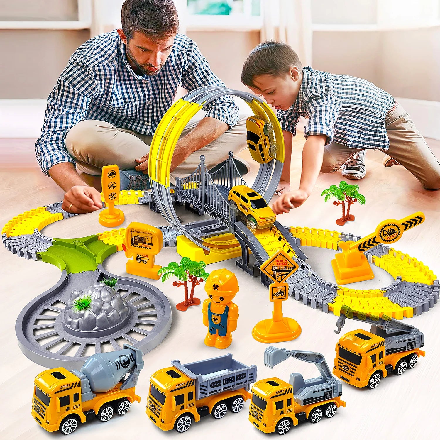 STEM Engineering Educational Construction Race Track Car Set Toy for Boys Age 3-7