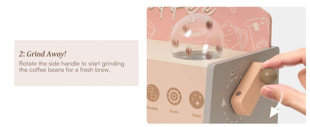 Wooden Montessori Pretend Play Coffee Espresso Machine for Kids.