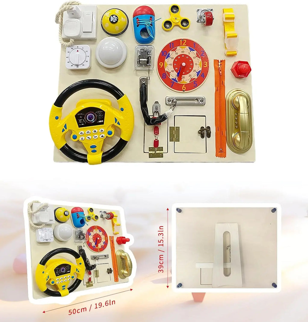 Wooden Montessori Educational 22 in 1 Activity Busy Board Sensory Toy for Toddlers