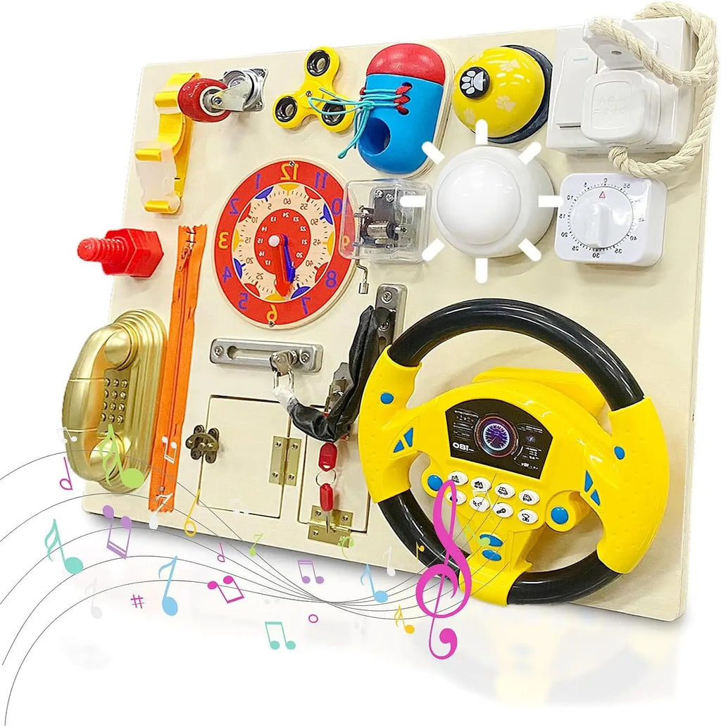 Wooden Montessori Educational 22 in 1 Activity Busy Board Sensory Toy for Toddlers