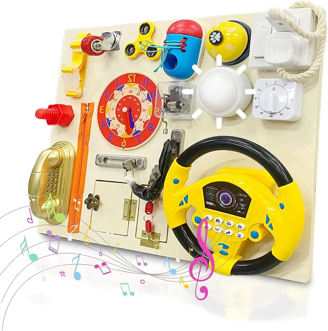 Wooden Montessori Educational 22 in 1 Activity Busy Board Sensory Toy for Toddlers