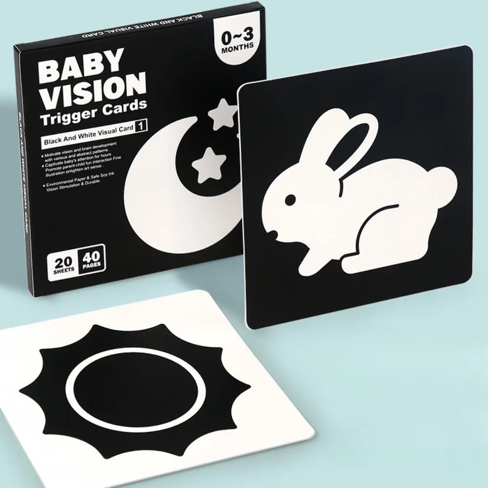 Montessori Baby Visual Early Learning Stimulation Flash Cards - Black and White, Black and Red, Color Contrast Cards