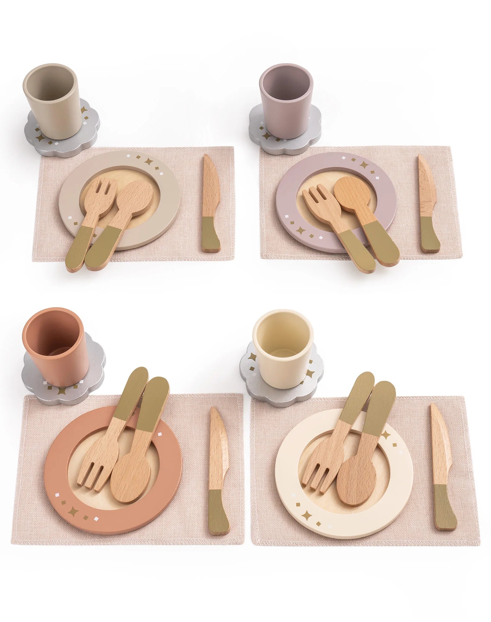 Wooden Montessori Pretend Play Kitchen Dishes - 29PCS Set of Plates and Dishes