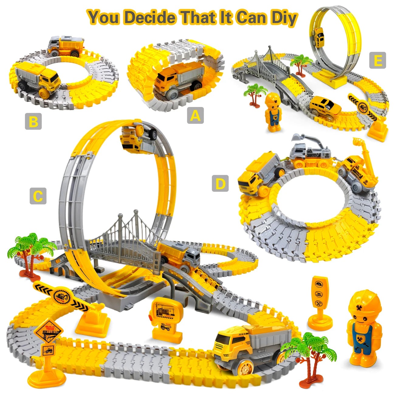 STEM Engineering Educational Construction Race Track Car Set Toy for Boys Age 3-7