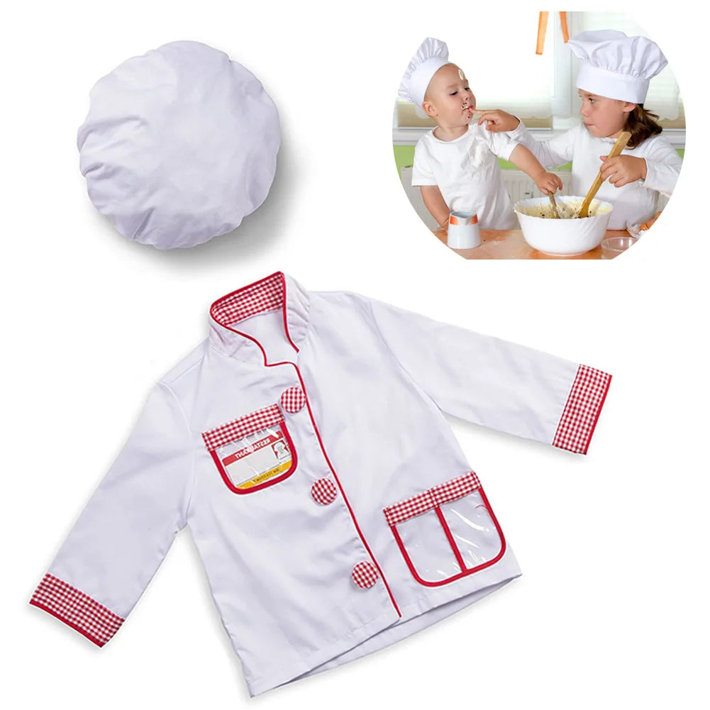 Chef Role Play Costume - Kitchen Restaurant Clothing  Dress-Up Set (7-Piece) - Chef's Jacket, Hat, Name Tag - Pretend Play Outfit with Realistic Accessories for Toddlers & Children Ages 3+