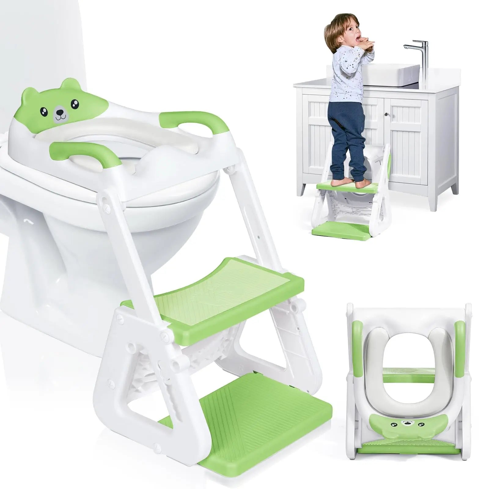 2-in-1 Toddler Potty Training Seat with Step Stool - Height Adjustable Toilet Seat with Splash Guard.