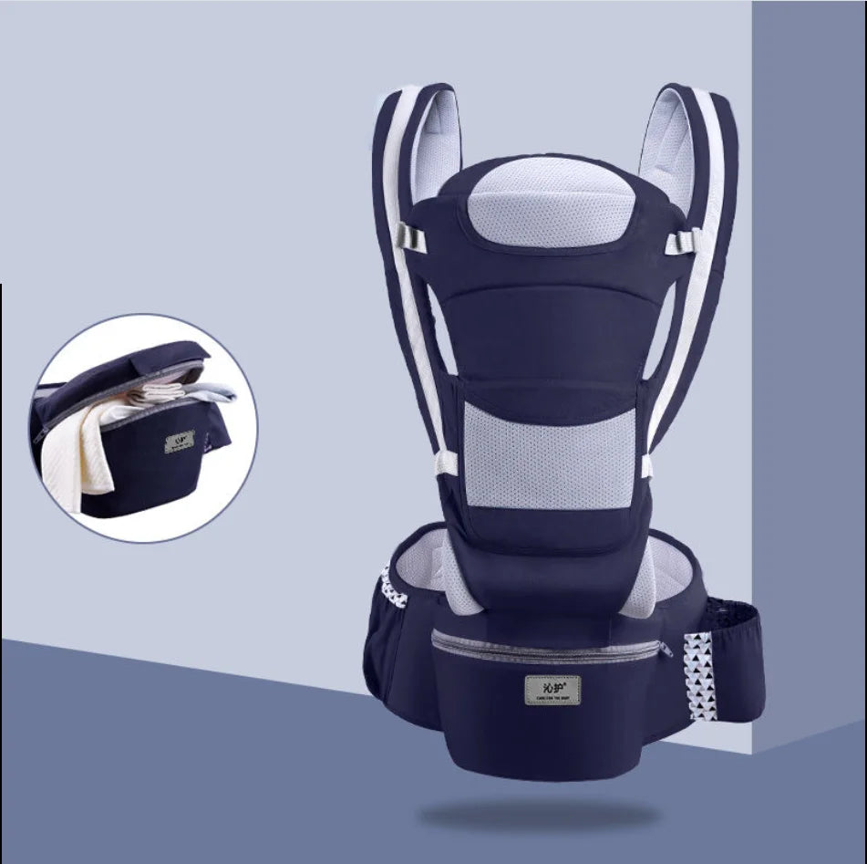 6-in-1 Safety Certified Ergonomic Quality Baby Carrier with Hip Seat with Head Support.