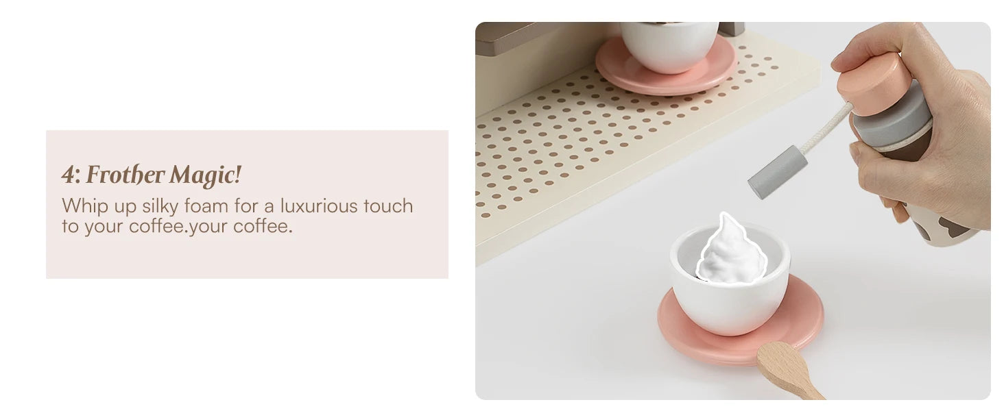 Wooden Montessori Pretend Play Coffee Espresso Machine for Kids.