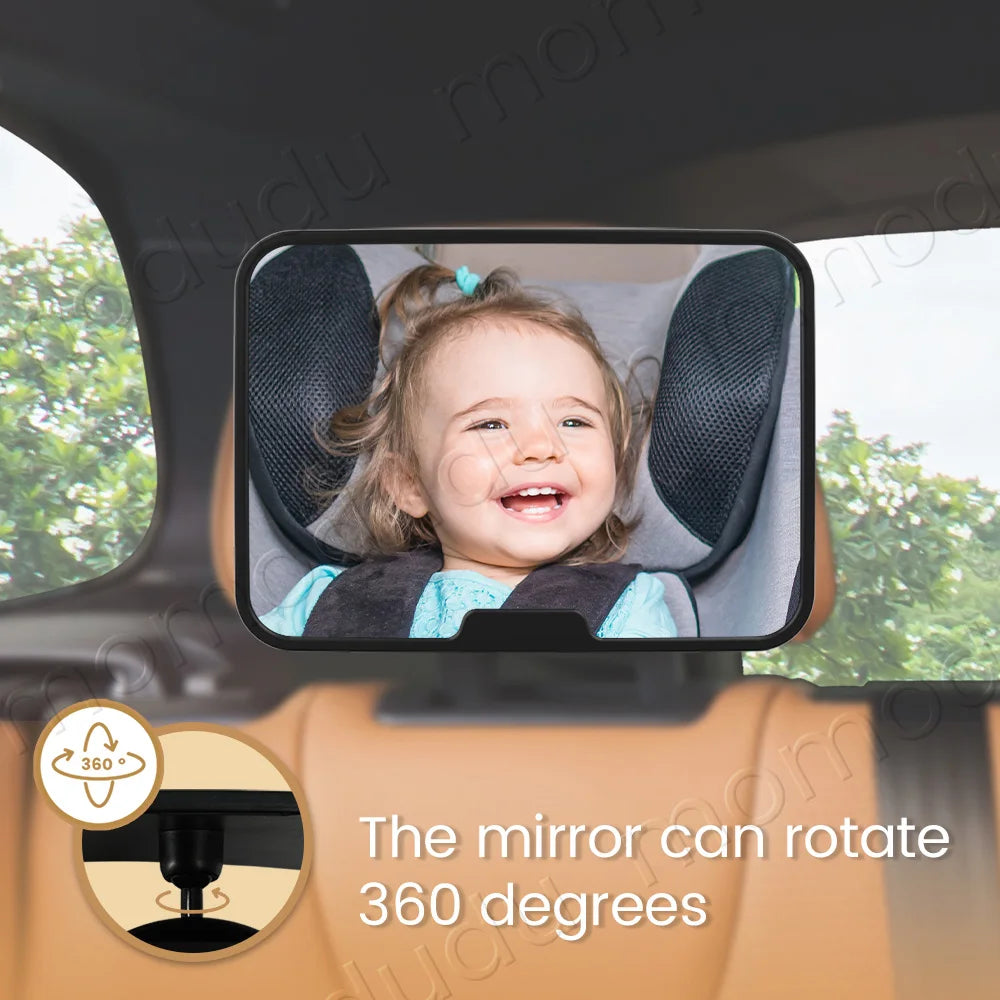 Baby Car Monitor 360° Rotatable Car Seat Facing Mirror with Wide Clear View.