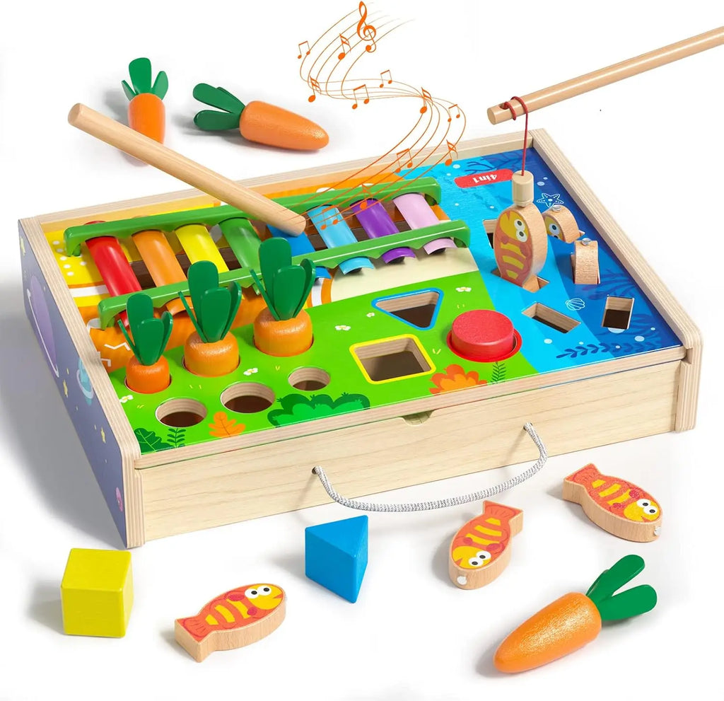 Wooden Montessori Educational 4 in 1 Toy for Toddlers.