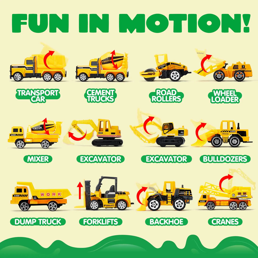 Construction Truck Transporter with 12 x Trucks for Boys