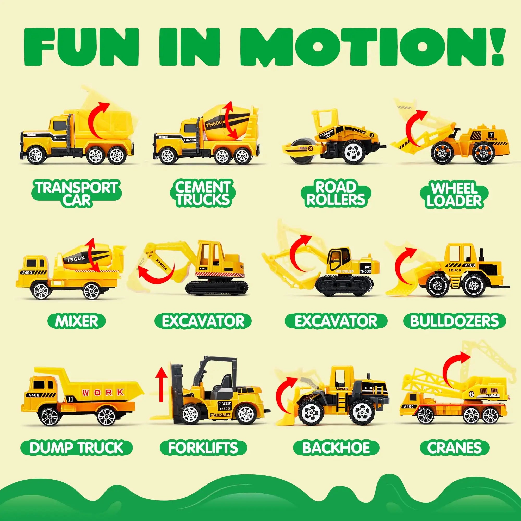 Construction Truck Transporter with 12 x Trucks for Boys