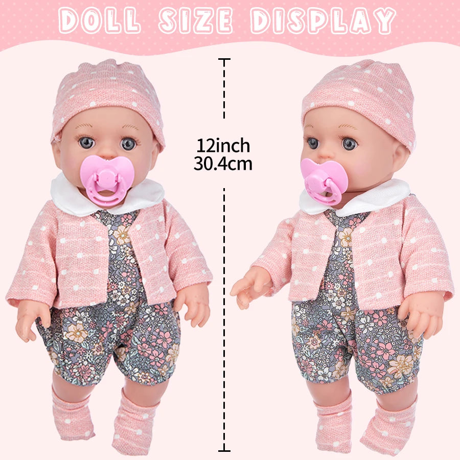 Baby Doll Girl - 12"/30cm Realistic Soft Vinyl Baby Doll for Girls - with Accessories