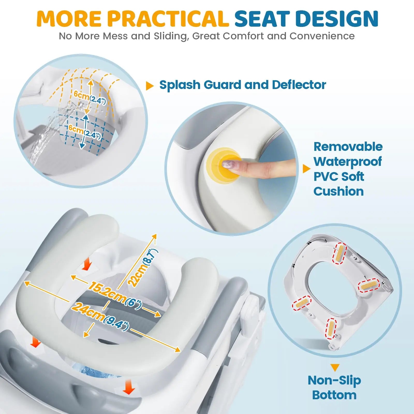 2-in-1 Toddler Potty Training Seat with Step Stool - Height Adjustable Toilet Seat with Splash Guard.