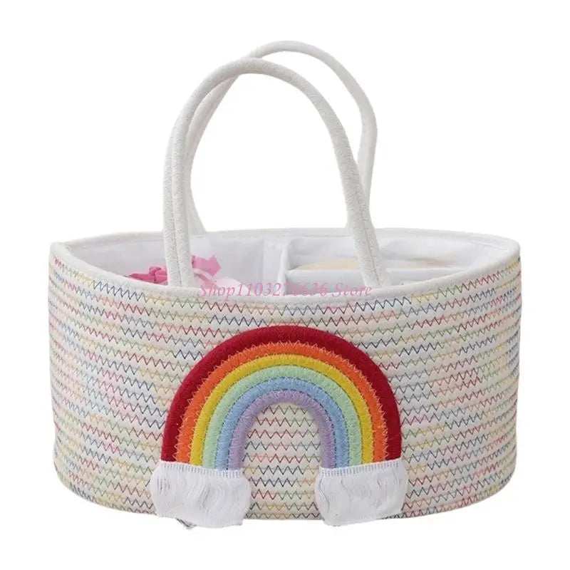 Baby Diaper Cotton Rope Storage Basket Bag Organizer for Nursery.