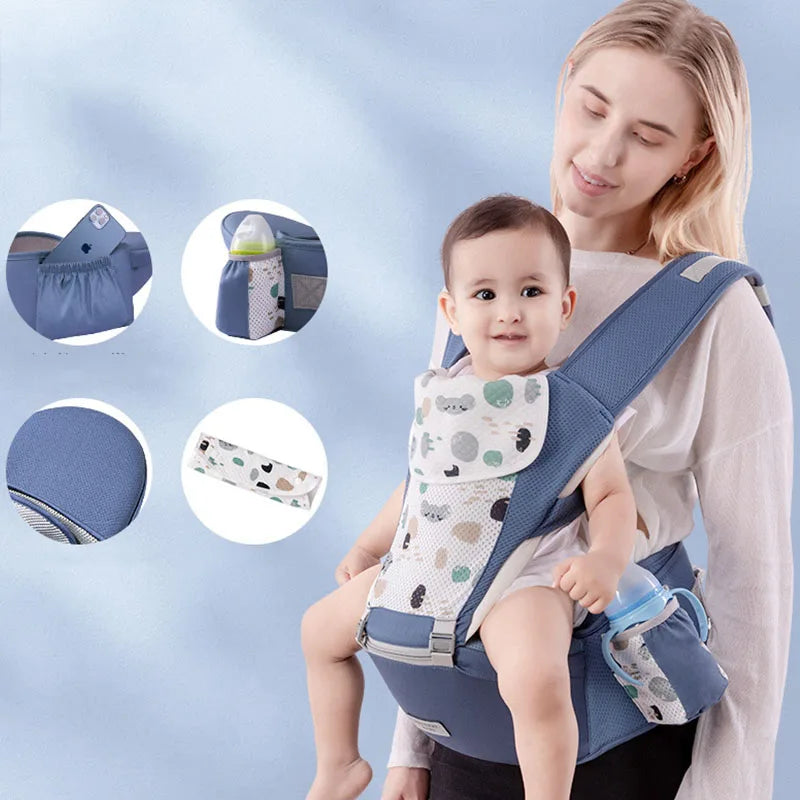 6-in-1 Safety Certified Ergonomic Quality Baby Carrier with Hip Seat with Head Support.