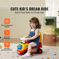 Ride On Push Car For Toddlers - Ages 1-3 Toddler Ride On Toy - With Music Steering Wheel, Horn & Under Seat Storage.