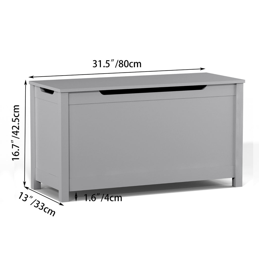 Wooden Kids Toy Storage Box - With Safety Hinged Lid
