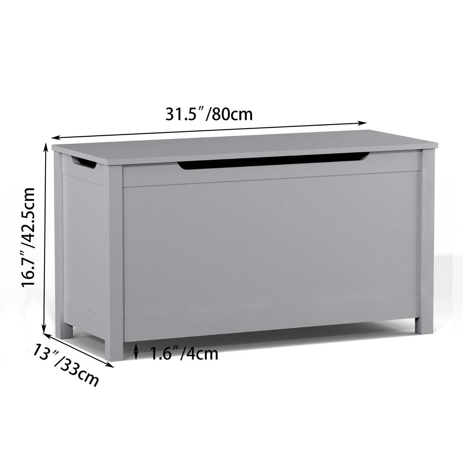 Wooden Kids Toy Storage Box - With Safety Hinged Lid