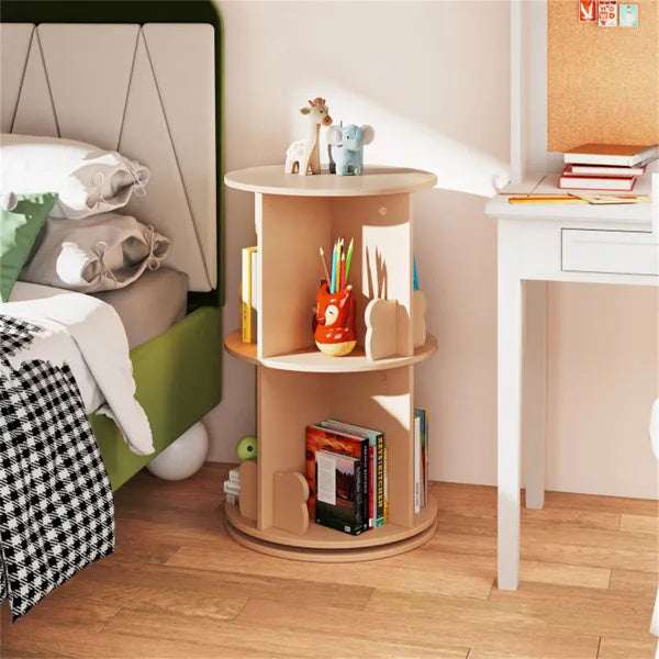 2-Tier Kids Rotating Bookshelf -  Display For Books and Toys, Child-Friendly Height.