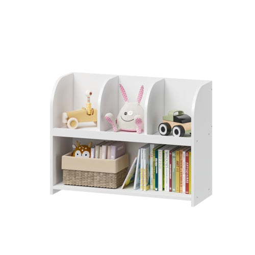 Wooden Kids Bookcase Storage Unit Toy Organizer With 4 Compartments