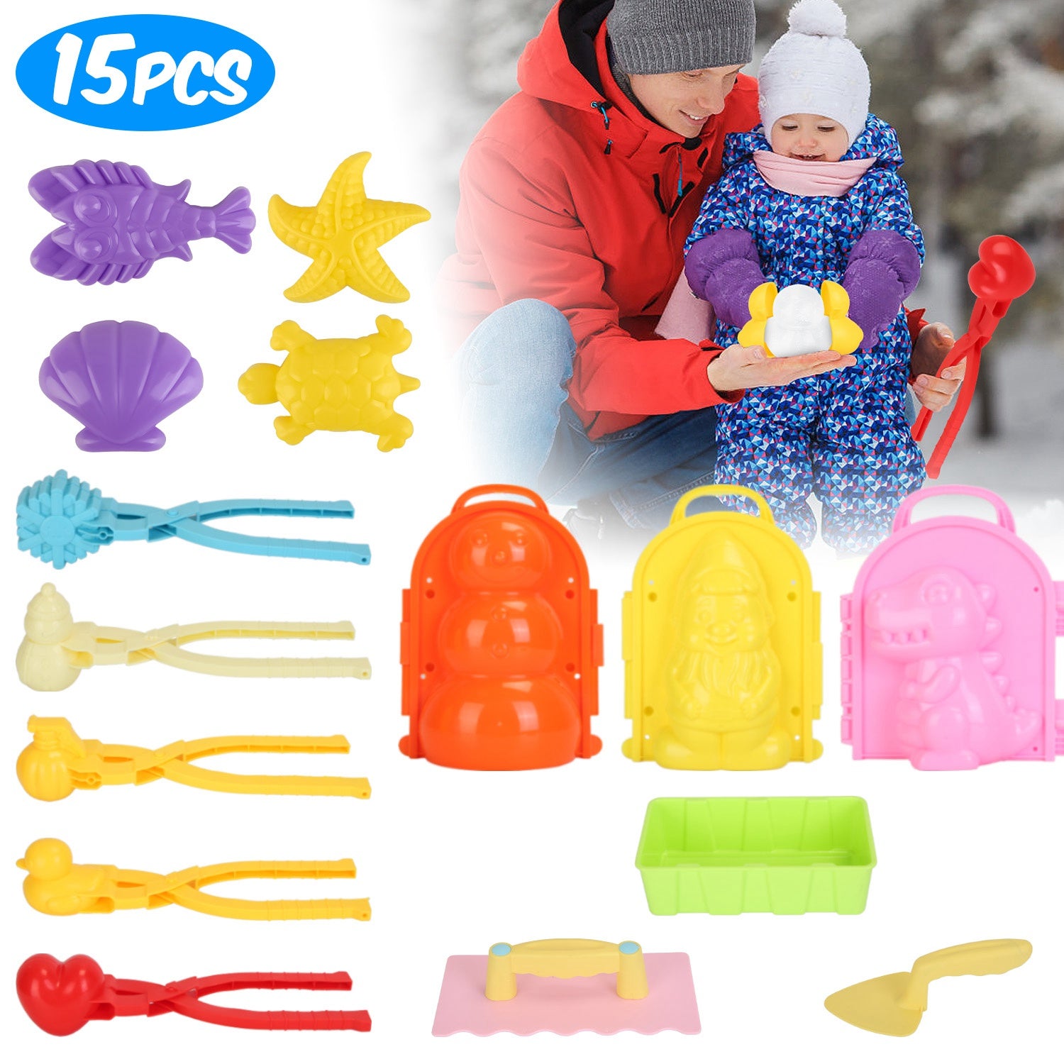 Winter Snowball Mold Toy for Kids - Set Of 15Pcs