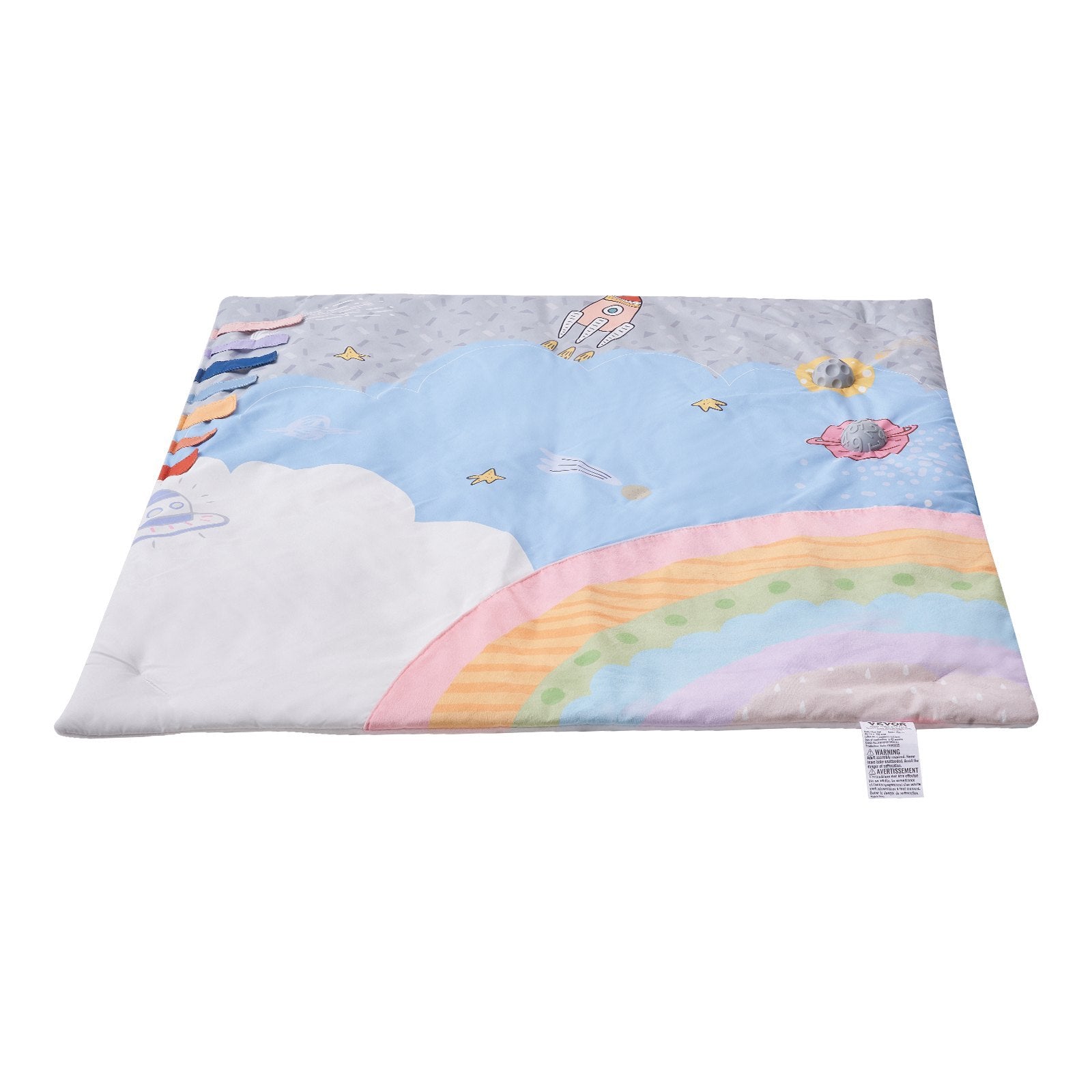 Baby Play Gym Mat and Tummy Time Activity Mat With 6 Sensory Toys - Soft Cotton Floor Playmat Creates The Perfect Activity Area for Your Baby Girl or Boy